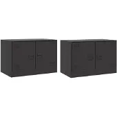 vidaXL Armoires TV 2 pcs. noir 67x39x44 cm acier