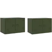 vidaXL Meubles TV 2 pcs vert olive 67x39x44 cm acier