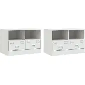 vidaXL Meubles TV 2 pcs blanc 67x39x44 cm acier
