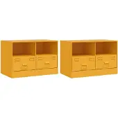 vidaXL Armoires TV 2 pcs jaune moutarde 67x39x44 cm acier