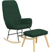 vidaXL Chaise à bascule avec repose-pied Vert foncé Tissu
