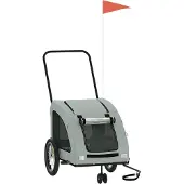 vidaXL Remorque pour vélo Chiens Gris Tissu Oxford et fer