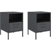 vidaXL Tables de chevet 2 pcs anthracite 36x39x50,5 cm acier