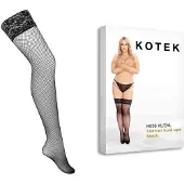 Kotek Femmes, Collants, Maintien du fishnet H036 Plus, Noir, (3XL)