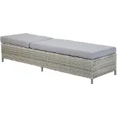 Beliani Chaise longue de jardin en rotin synthétique gris, avec housse élégante et appui-tête réglable, pour terrasse