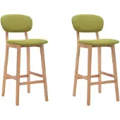 vidaXL Tabouret de bar 2 pcs. Vert Tissu