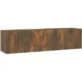 vidaXL Armoire TV murale chêne fumé 120x30x30 cm Bois composite