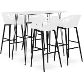 vidaXL Ensemble de bar 5 pièces blanc