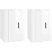 vidaXL Armoires murales TV 2 pcs. Blanc brillant 40x34,5x60 cm