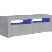 vidaXL Armoire TV avec éclairage LED gris béton 120x35x40 cm