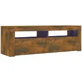 vidaXL Armoire TV avec lampes LED chêne fumé 120x35x40 cm