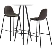 vidaXL Ensemble de bar 3 pièces tissu gris foncé