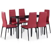 vidaXL Ensemble de salle à manger 7 pièces rouge vin
