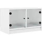 vidaXL Armoire TV avec portes en verre blanc 68x37x42 cm