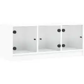 vidaXL Armoire TV avec portes en verre blanc 102x37x42 cm