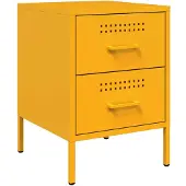 vidaXL Table de chevet jaune moutarde 36x39x50,5 cm acier