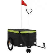 vidaXL Remorque vélo noir et vert 45 kg Fer