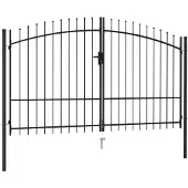 vidaXL Portillon double porte avec dessus à pointe Acier 3x1,75 m Noir