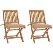 vidaXL Chaises de jardin 2 pcs. avec coussin beige teck massif