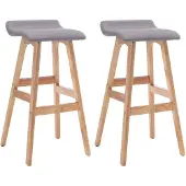 vidaXL lot de 2 tabourets de bar en polyester 41 x 79 x 42 cm Gris clair