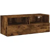 vidaXL Armoire TV murale chêne fumé 80x30x30 cm Matériau dérivé du bois