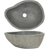 vidaXL Lavabo en pierre de rivière ovale (37-46)x(29-36) cm