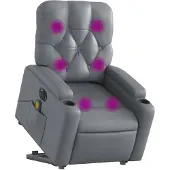 vidaXL Fauteuil de massage avec releveur électrique Gris Similicuir