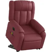 vidaXL Fauteuil de massage avec releveur électrique vin rouge similicuir
