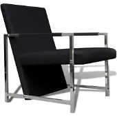 vidaXL Fauteuil avec pieds chromés Noir Similicuir