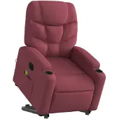 vidaXL Fauteuil de massage électrique avec releveur Tissu rouge vin