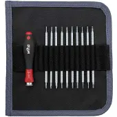 Wiha 27820 Jeu de tournevis avec lames interchangeables SYSTEM 4 - Jeu de 11 pcs - dans une trousse pliable