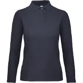 B&C PWI13 | Polo à manches longues pour femme ID.001 / 100 % piqué de coton - Couleur : bleu marine - Taille : S