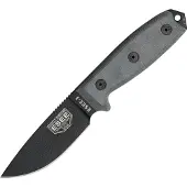 ESEE Model 3 black blade, grey handle 3P-MB-B avec étui + clip et MOLLE-back