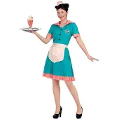 MOM Waitress Years 50 Woman Costume Bleu S Enfants