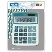 Milan Calculatrice de poche 40925 Bleu 13 x 10 x 1,5 cm (Fonctionnement sur piles, Panneau solaire)