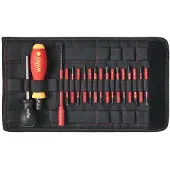 Wiha 36791 Jeu De Tournevis Dynamométriques TorqueVario-S Electric Jeu Mixte À Couple Limité À Réglage Variable - 18 Pcs - 0,8-5,0 Nm - Dans Trousse Repliable