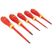 Bahco Jeu De Tournevis Insulated Fit Slotted And Pozidriv With Multi-component Handle 5 Unités