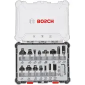 Bosch Wood Bit Set For Shank Router 6 Mm 15 Units Argenté