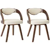 vidaXL Chaise de salle à manger 2 pcs. Crème bois courbé et similicuir