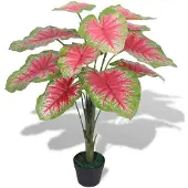 vidaXL Plante artificielle avec pot Caladium 85 cm Vert et Rouge
