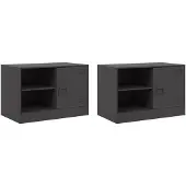 vidaXL Armoires TV 2 pcs. noir 67x39x44 cm acier