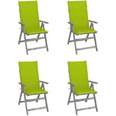 vidaXL Chaise à haut dossier Réglable 4 pièces avec coussins Bois massif Acacia