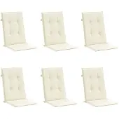 vidaXL Coussins de chaise de jardin dossier haut lot de 6 crème tissu