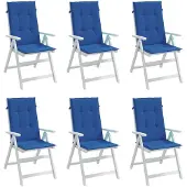 vidaXL Gartenstuhl Kissen 6 St. High Back 120x50x3 cm Stoff Royal Blue