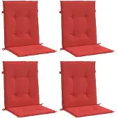 vidaXL Coussins de chaise de jardin à dossier bas lot de 4 rouge