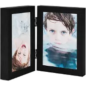 vidaXL Cadre photo dépliable en deux Noir 2x(13x18 cm)