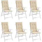 vidaXL Coussin pour chaise de jardin à haut dossier 6pcs. Beige 120x50x3cm Tissu