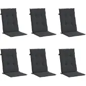 vidaXL Coussins de chaise de jardin à dossier haut lot de 6 noir tissu
