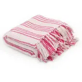 vidaXL Couverture coton à rayures 125x150 cm Rose et Blanc