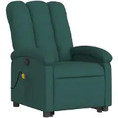 vidaXL Fauteuil de massage avec releveur Vert foncé Tissu